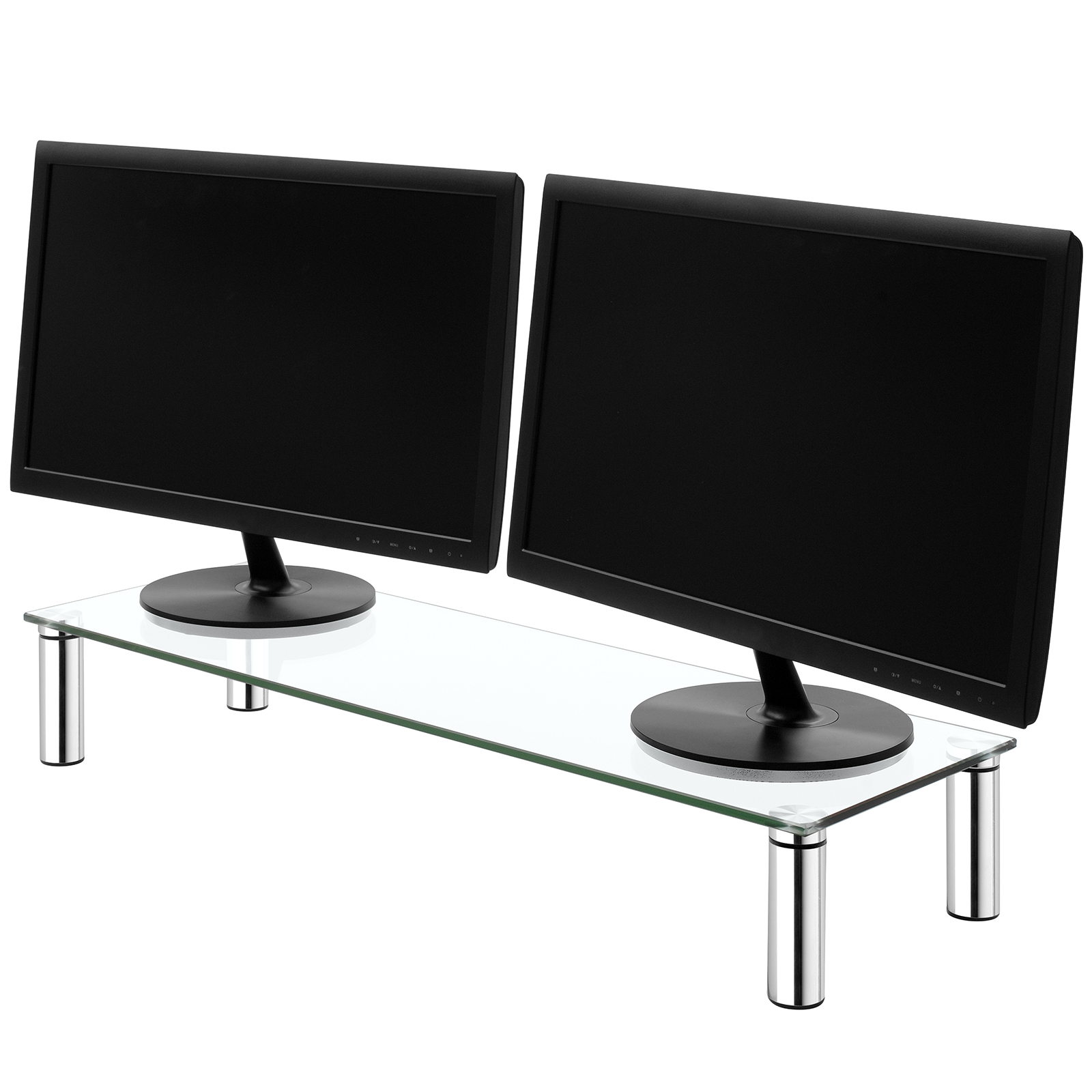 Black And White Wall Shelves Monitor Stand With Shelf